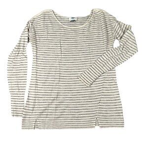 Old Navy Womens Small White Blue Striped Long Sleeve Lightweight Sweater Top